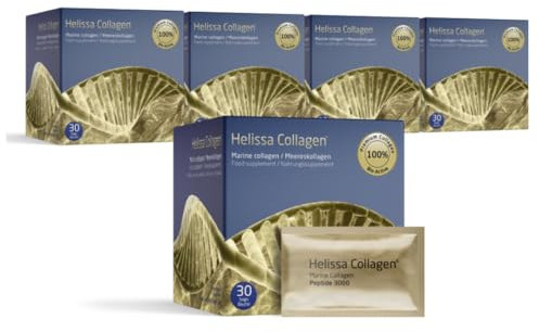 Helissa Collagen Meereskollagen | hydrolysiertes | bioaktives Kollagenhydrolysat Typ 1,2 und 3 Peptide | geschmacksneutral | ohne Zusatzstoffe |+ Vitamin C (4+1)