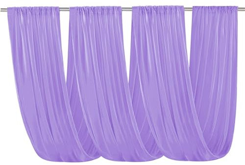 FANSU Vorhang Hochzeitsbogen Querbehang Freihanddeko Chiffon Tüll Stoff Deko Vorhang Hochzeit Querbehang für Torbogen Zeremonie Geburtstag Party Gardinen Tabelle Deko (150x300cm,Lila)
