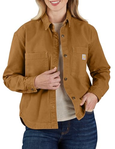 Carhartt Overshirt da donna robusta e flessibile, vestibilità ampia, pesante, Carhartt, marrone, XS