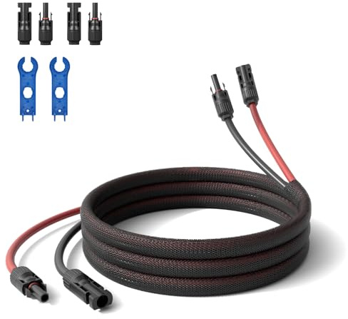 Wspiho Solarkabel 4mm2,2M Verlängerungskabel für Solarpanel,1000V PV kabel 4mm2,IP67 Balkonkraftwerk Verlängerungskabel (2M)