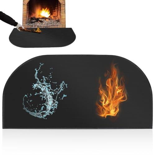 PRITOK Placa de Protección Contra Chispas para Chimenea, Base Ignífuga 102 x 50 cm, Protección Contra el Calor, Alfombrilla Semicircular para Barbacoas, Camping y Césped