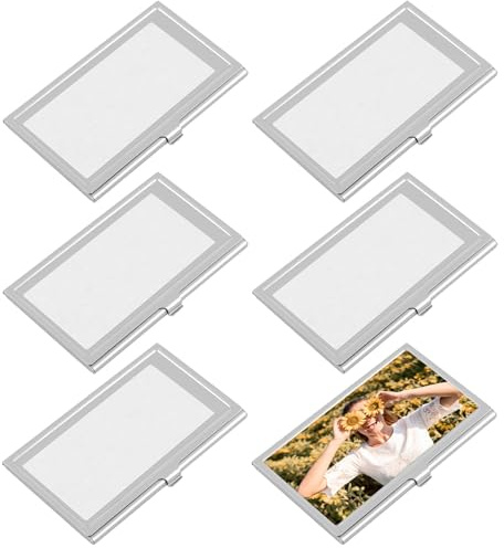 ANNASAMDO 6 Stück Visitenkartenetui Aluminium ultradünn 0,78cm | Platz für 15 Karten oder 5 Kreditkarten. Personalisierbar durch Gravur. Leicht schützt vor Knicken. Set Geschenk.
