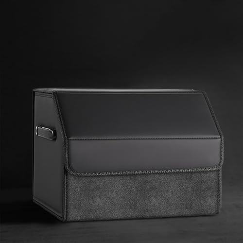 MeYuxg Auto Kofferraum Organizer, Aufbewahrungsbox Auto Klein, Kofferraum Tasche Wasserdicht, Faltbare Car Trunk Organizer, Leder Kofferraumbox für Camping und Alltag (Schwarz)