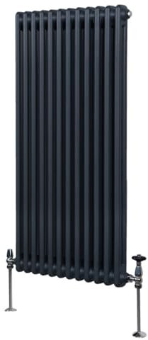 Radiatore Termosifone a 2 Colonne 1500mm x 562mm Moderno Centralizzato Grigio Antracite in Acciaio Inox Verticale a Parete Cucina Soggiorno Bagno Kit di Fissaggio e Spazzola Inclusi