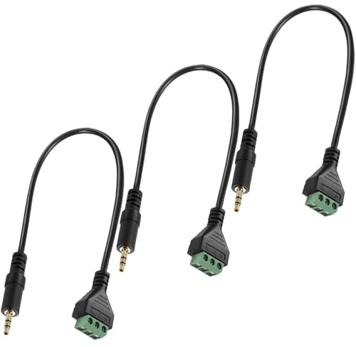 Greluma 3 Pz Cavo connettore terminale a vite TRS da 3,5 mm da 30 cm, cavo adattatore jack maschio bilanciato audio stereo da 1/8 a terminale a vite AV a 3 poli
