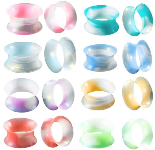 GUSXPPD 8 Paar Flesh Tunnel aus Silikon, 3-25mm Silikon Ohr Tunnel Set, Soft Ohr Plug Expander, Ohr Piercing Schmuck für Frauen Männer (24mm)
