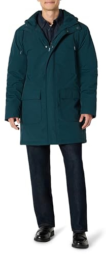Amazon Essentials Men's Modern Oversized-Fit Heavyweight Parka Jacket, Dark Teal Green, Large