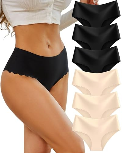 Sth Big Culotte sans Couture Femme Invisible Taille Haute Slip sous Vetements Feminins Womens Underwear Hipster Bikini Culottes Lot de 6