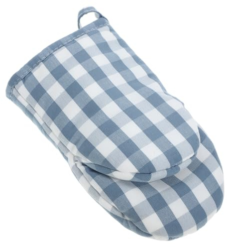 UTHCLO Guantes de Cocina Aislantes Resistentes al Calor con Diseño Cuadros Azul Manoplas para Microondas y Horno con Protección Térmica para Hogar y Restaurante