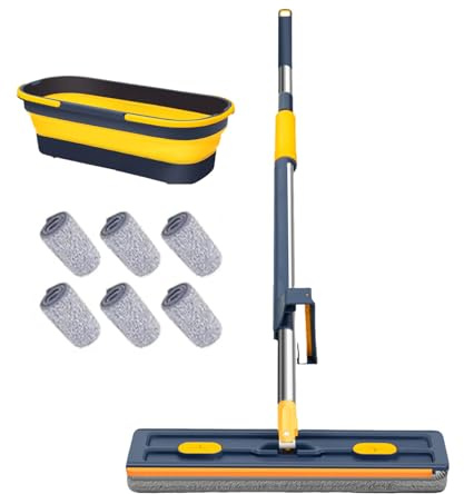 Mopas Planas para Limpieza de Suelos, Herramienta de Limpieza de Suelos, trapeador Plano Grande con Mango Largo para Madera Dura, Azulejos, alfombras, baño, Garaje, apartamento, Dormitorio, hogar