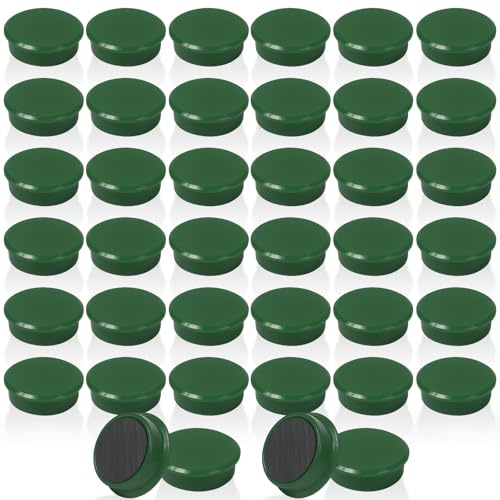 QOJOPU Calamite Frigorifero Calamite Potenti Piccole 40 Pezzi – Magneti Frigo Rotonde Verde Scuro, Mini Magnete Potente Decorative, Calamite per Lavagna Magnetica, Calamita Frigo, Ufficio, Casa Scuola