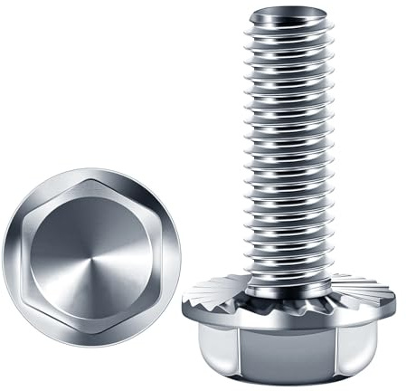 Zynthor 20Pcs M6 Bolts, M6 x 25mm Flanged Hex Head Bolts, External Flange Hex Drive Screws, Zinc Plated, Alloy Steel, Full Thread, Pump, Fix Car, DIY Project