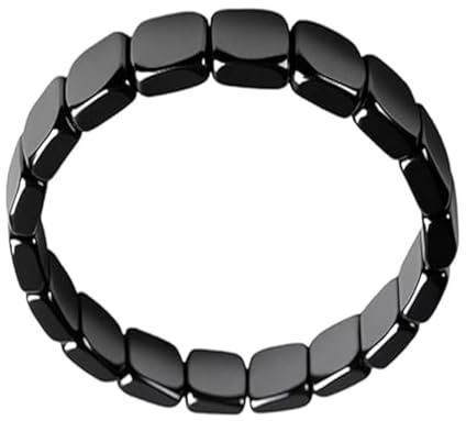 Generisch Hämatit Armband Damen & Herren, Naturstein Perlenarmband mit Magnet, Elastisch, Schwarzes Steinarmband Schmuck für Alltag, Büro & Sport, Geschenkidee (01)