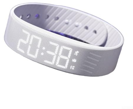 Smart Alarm Clock Watch with Calorie Tracking and Stopwatch Functions, Silent Vibration for Wake Up, IP65 Water-Resistant Fitness Band for Men Women(White)