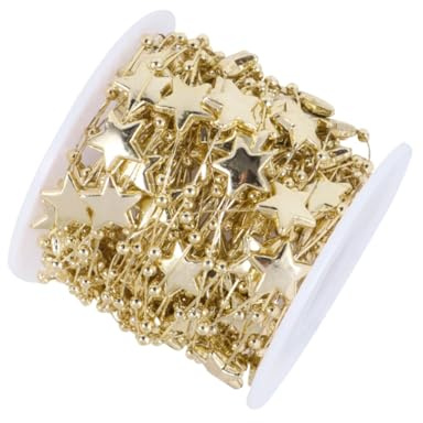 Cabilock Perlenkette Schneidbar und Bruchsicher aus ABS Fünfzackige Stern Rolle 10m mit Glänzender Goldener Oberfläche als Accessoires für Brautsträuße und Weihnachtsdekoration