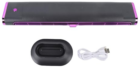 Bewinner Ventilatore a Torre Piccolo, Ventilatore da Scrivania Senza Lama Ricaricabile Tramite USB con Potente e Design Salvaspazio per Casa, Ufficio o Camera da Letto, Grigio Viola (Grigio Viola)