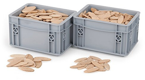 WFix Lamelles d’Assemblage Type Lamello Cheville en Bois taille 10 & 20 200 pièces dans 2 Coffrets de Rangement EUROboîte Convient pour Fraisage et Lamelleuse