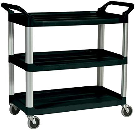 Carro de Servicio Profesional para Transporte de Todo Tipo de artículos. Especial para Uso en Bares, restaurantes, hoteles y Grandes Superficies. Elegante en Color Negro y Aluminio anodizado