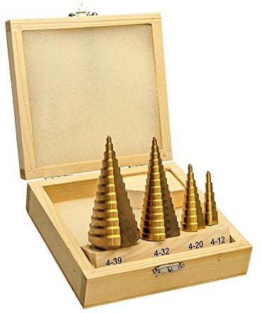 HSS TIN Stufenbohrer Titan Schälbohrer Konusbohrer 4-39mm Holzbox (WIER4-12-39)