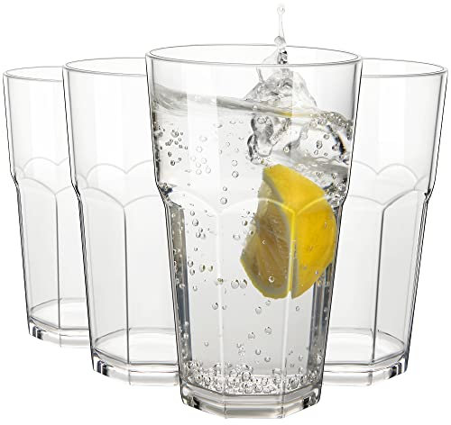 COOKY.D Vasos De Zumo De Agua Jarra De Cerveza Irrompibles De 340 Ml / 12 Oz Vasos Apilables De Plástico Tritan Sin Bpa Aptos Para Lavavajillas,Juego De 4