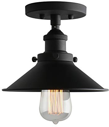 Phansthy Metall-Schirm Deckenleuchte Pendelleuchte Hängeleuchte Vintage Hängelampe Pendelleuchten Loft-Deckenlampe im Landstil (Schwarz Farbe)