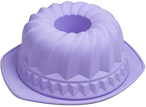 Webake Silicone Fluted Tube Pan Non-stick Kugelhopf Cake 9 inch Silicone Baking Mold - Violet