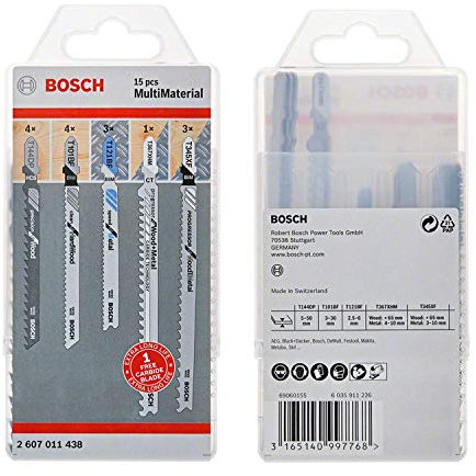 Bosch 15 pcs. Jigsaw Blade Set (for Wood, Accessories Jigsaw)