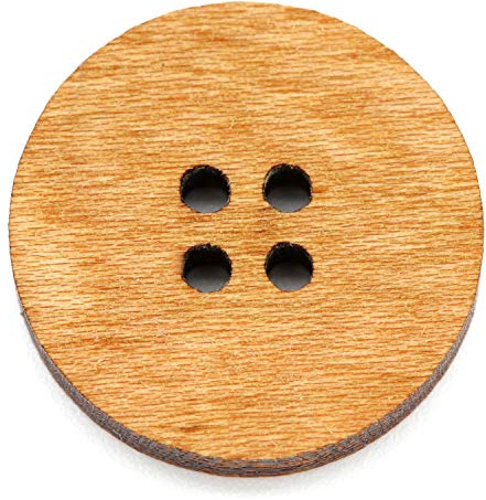 NaturSchatulle Holzknöpfe Natur 12-30mm I 25 Stück Kirsche 4 Loch Knöpfe Holz DIY Basteln Nähen Schmuckherstellung Annähen Rund 15mm