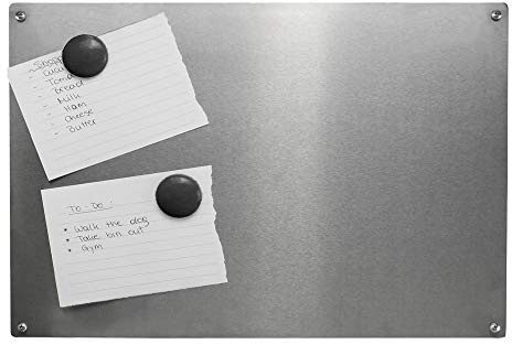 Magnetic Notice Board A3 – Stainless Steel Memo Board 42 x 29.7 cm – Magnetic Noticeboard for Kitchen, Office & Fridge – Includes 4 Magnets + Fixings | M&W