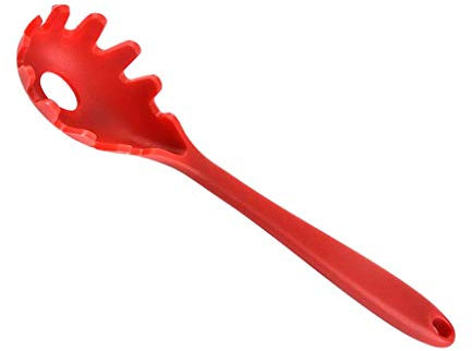 Inzopo, forchetta per spaghetti in silicone, cucchiaio per spaghetti antiaderente, lunghezza 28,5 cm, colore: rosso 1