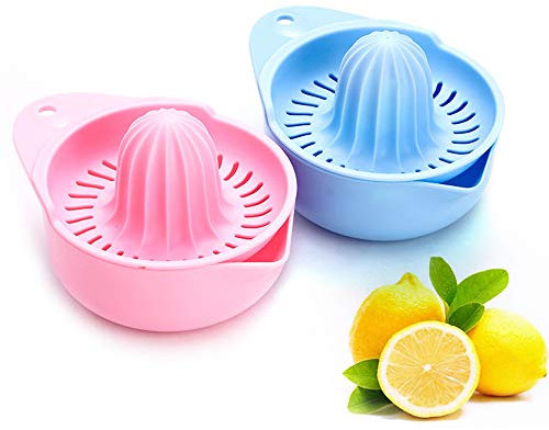 Gresunny 2pcs Presse Citron Manuel, Presse-agrumes Manuel en Plastique Pince à Citron pour Orange Agrume Lime Presse-fruits pour Ménage Cuisine Bar Lave-vaisselle Rose Bleu