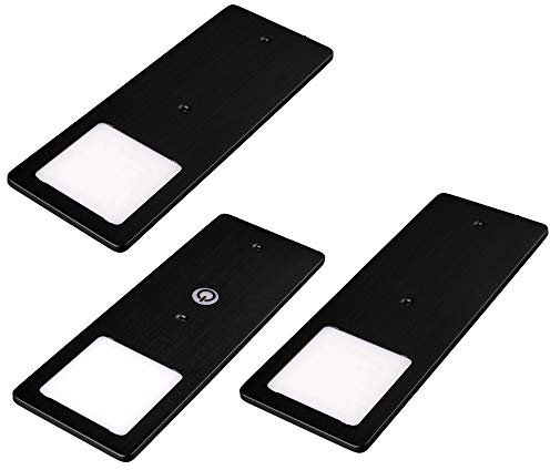 kalb | LED Unterbauleuchten schwarz 5W- sehr flache Küchenleuchte mit Touch-Dimmfunktion Einbaustrahler Einbauspot, Auswahl:3er Set neutralweiss