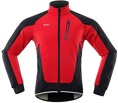 GITVIENAR Herren Fahrradjacke, Winddichte wasserdichte Radjacke mit Fleece, Warme Reflektierende Fahrradbekleidung für Winter, Thermo Langarm Jacke zum Radfahren Joggen Wandern