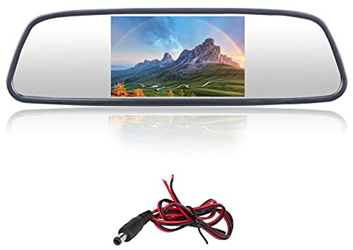 Rückspiegel Monitor, Akozon 5 Zoll Auto Rückspiegel Display Monitor DC12‑24V Spiegel Dashcam mit Rückfahrkamera LCD TFT Einparkhilfe Bildschirm Full HD Auto Spiegel Dashcam 2 Eingangskanäle Unive