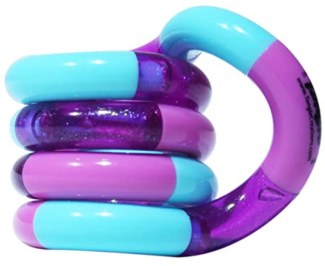 Tangle 85708 Fidget Toy Junior Classic Serie, juguete antiestrés, promueve la motricidad fina, giro y combinable, juguete de habilidades motoras para niños a partir de 3 años, violeta, morado y azul