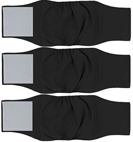 Amaliy Waschbar Hundewindeln für Rüden, Wiederverwendbar Windeln für Männliche Hunde (Schwarz, XL(Taille: 55-70cm))