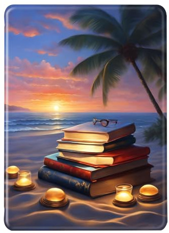 Hülle für Kindle Paperwhite 10. Generation 2018 6 Flip Leder Silikon Weich Schutzhülle, Auto Aufwachen oder Schlafen Magnetisch TPU Case, Landschaft Baum Aurora Muster Hülle für Paperwhite 2018 (8)