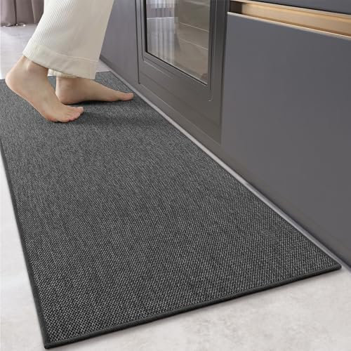 Color G Küchenteppich Waschbar rutschfest, Gewebte Küchenläufer Saugfähig, Teppich Läufer Küche, Teppich Küche Leicht Zu Reinigen, Küchenmatte für Küche, Esszimmer, Waschküche (Grau, 43x120cm)