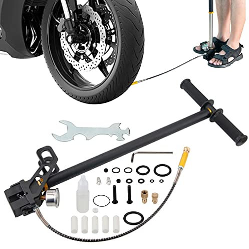 Dous Reifenluftpumpe, 4500 PSI Hochdruck-Handpumpe Edelstahl, Tragbare Fahrrad-Luftnachfüll-Ballpumpe, Luftpumpe für Schlauchboote
