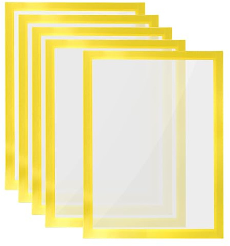 PATIKIL 8x12 Magnetisch Display Rahmen 5 Pack A4 Selbstklebend Magnetisch Schildhalter Doppelseitige Fenster Zeichen Halter für Wand Büro Kühlschrank Gelb