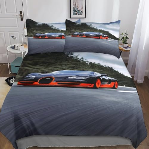 VOLDAX Neues Auto Betten Set Für Kinder Erwachsene Mädchen Sehr cool. Bettbezug Set Bettwäsche Set Für Schlafzimmer, Weiche Bequemer King（220x240cm）