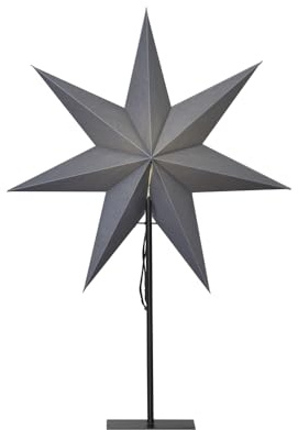 Weihnachtsleuchter mit Stern Wechselschirm, grau, klein | Metallfuß schwarz