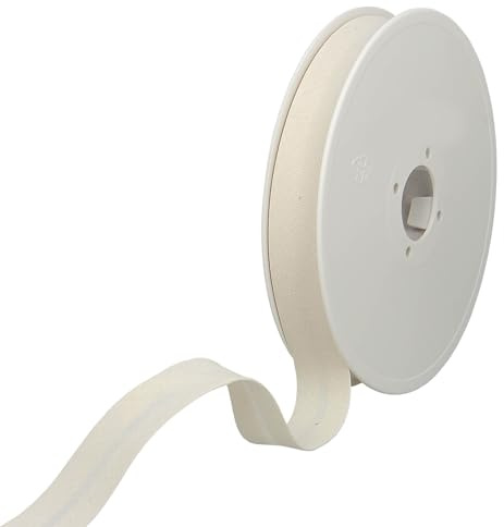 Les Petits Rubans Schrägband – 30 mm breit, gefaltet 15 mm, 25 m Rolle, 50% Baumwolle, 50% Polyester, Bordüre zum Nähen, Banner, Polster, Möbel, Paspeln, Kleidung, Decken