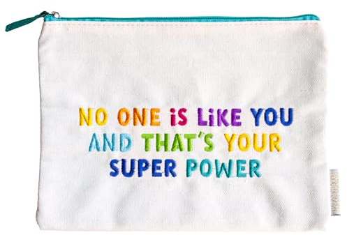 Papierdrachen Kosmetiktasche Frauenpower - No one is Like You and That's Your super Power- Statement - Stickerei bunt - für Make-up und Mädelskram - Set 01