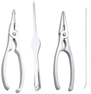 Crostacei Pinza per Aragoste e Scampi, Apri Granchio Crostacei Astice, Argento Lucidato (KIT 4 PEZZI)