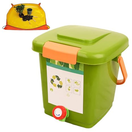 avec Robinet pour Collecter Le Liquide De Compost Poubelles à Compost 8L/10L/15L/20L Recyclage Pratique des Déchets Alimentaires Poubelle Composte,Style1(8L)-1Set