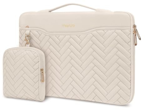 MOSISO 15-15,6 Zoll 360 Schütz Laptoptasche, 16 Zoll Laptop Tasche Hülle | Kompatibel mit 15-16 MacBook Air/Pro, Lenovo HP Dell, Rechteckige Gesteppt Tasche mit Griff&Beutel&Kleine Etui, Sand