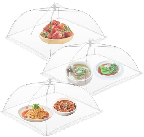 Mesh Food Cover Tent Umbrella,18 inch Food Dome, 2 Pack Food Covers Mesh Pop Up,Large and Strong Food Net Covers,Collapsible Cake Cover,Net Cover for Outdoors Keep Out Flies Bugs Mosquitoes