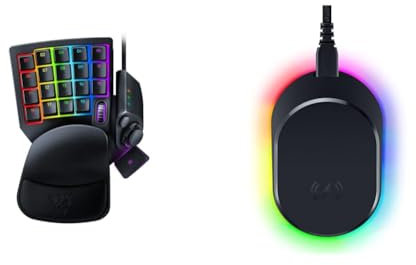 Razer Tartarus Pro - Gaming Keypad & Mouse Dock Pro & Charging Puck (Magnetische drahtlose Ladestation, Hyperspeed 8K Hz, 8 RGB Chroma Beleuchtung & Modul für kompatible Mäuse) Schwarz