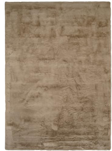 Consilio Concept Cozy Fellteppich 60x100 Taupe Teppich Supersoft 28 mm Höhe Soft weich Hasenfell Imitat beige braun Wohnzimmerteppich Kinderzimmerteppich Küchenteppich Flurteppich